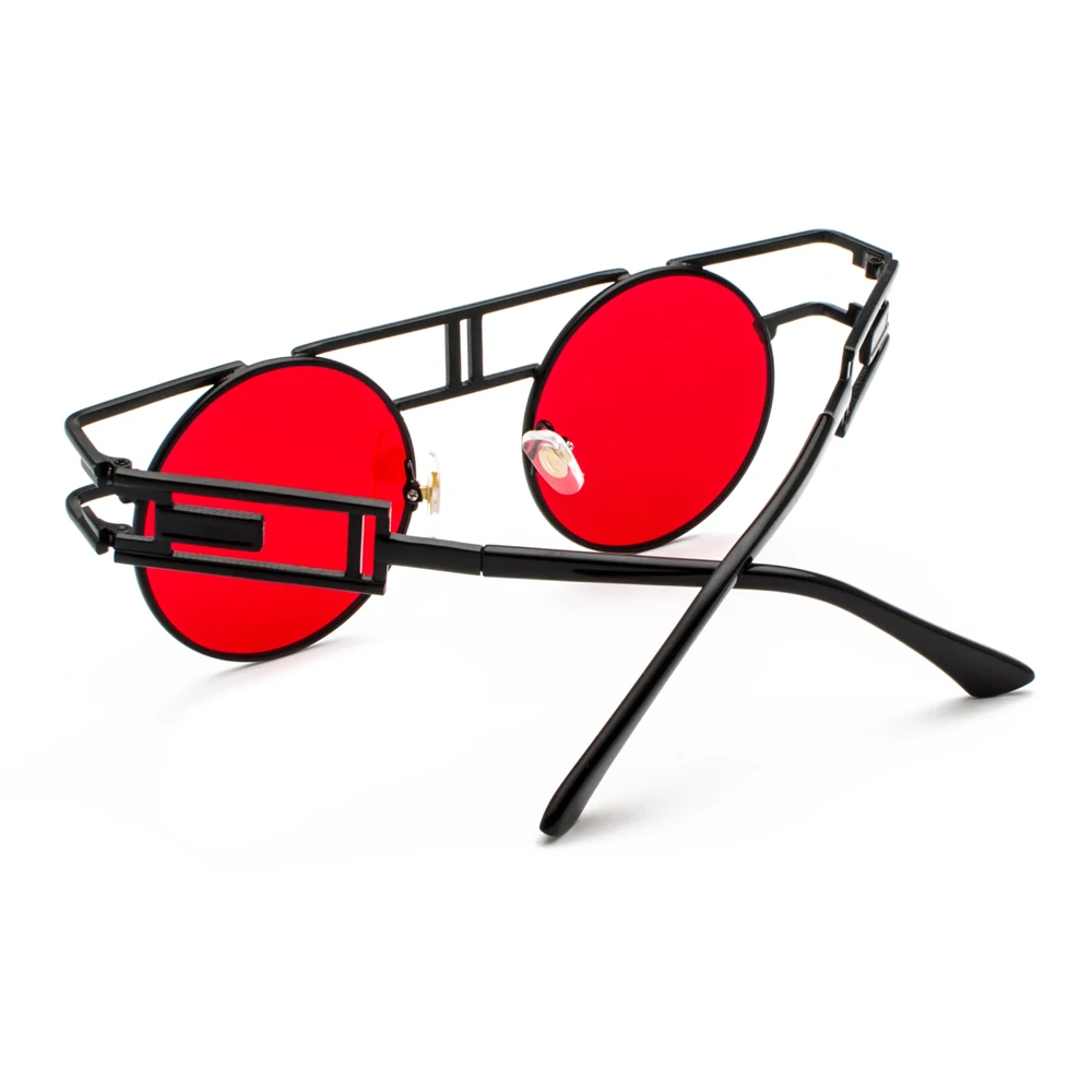 Peekaboo vintage gotyckie okulary przeciwsłoneczne w stylu steampunk mężczyźni retro okrągła metalowa ramka żółte czerwone koło okulary przeciwsłoneczne dla kobiet unisex uv400 — zdjęcie 4
