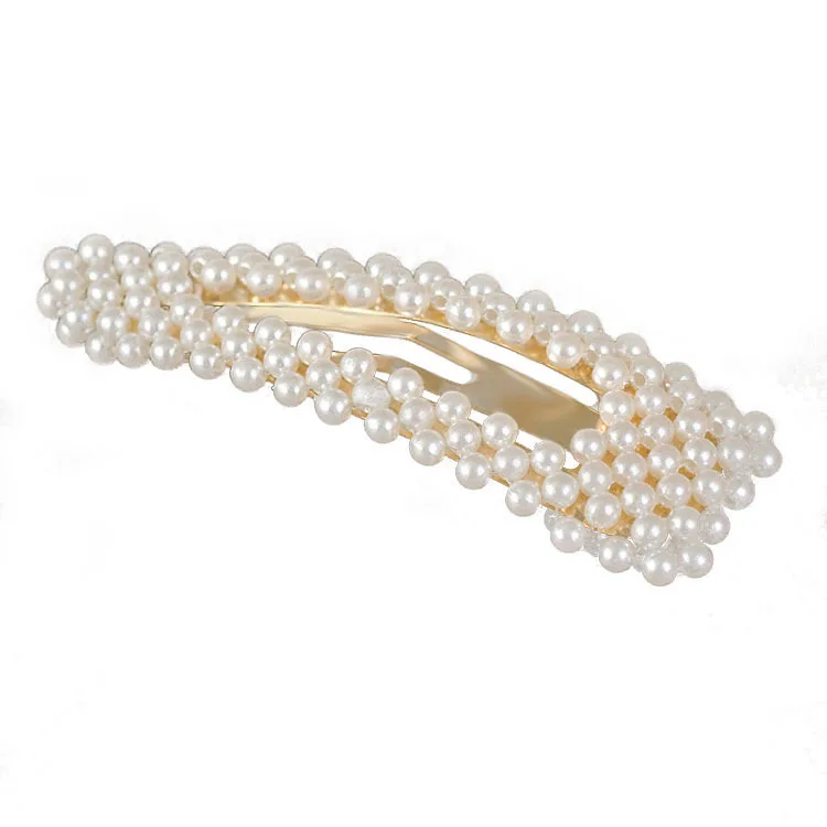 2019 Hot Fashion Versatile Imitation Pearl Hairpin Square Triangle Word Side Clip Bangs Clip Sweet Bride Hair Accessories