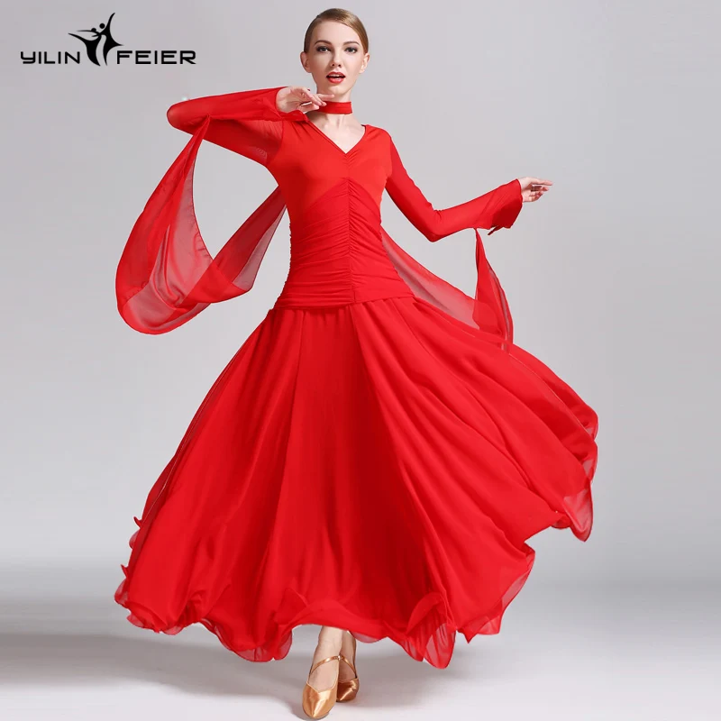 

Tencel skirt elegant large skirt national standard dance dress -50 modern dance dress dance service