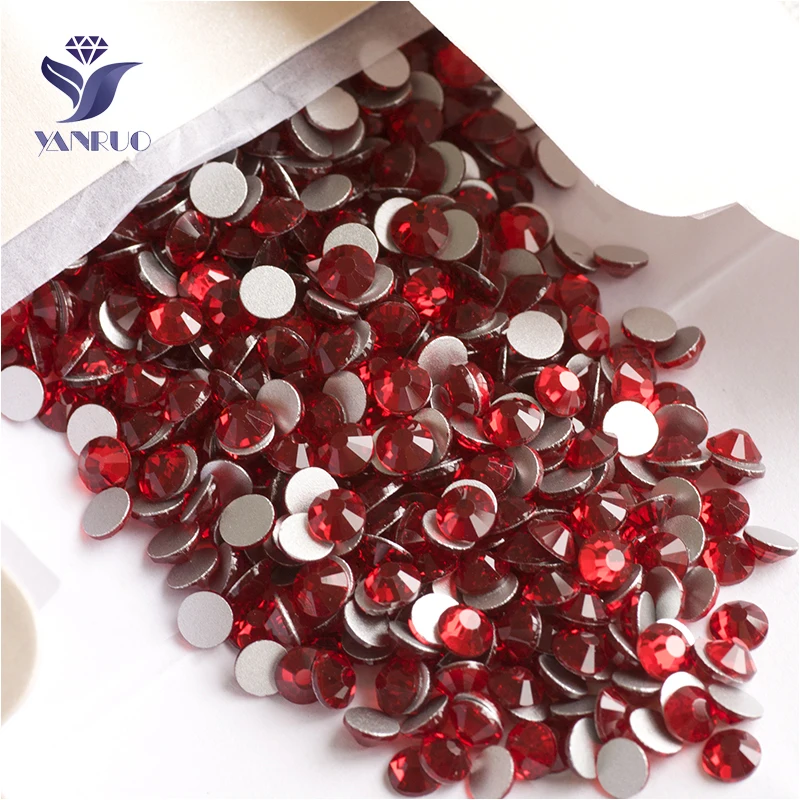 YANRUO 2058NoHF SS3-SS34 Siam Non Hotfix Crystal Glass Stones Strass Flatback DIY Nail Art Rhinestones For Crafts