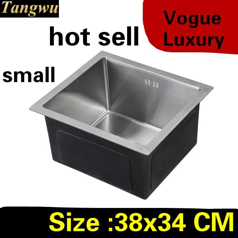 

Free shipping Apartment mini balcony kitchen manual sink single trough do the dishes 304 stainless steel hot sell 380x340 MM