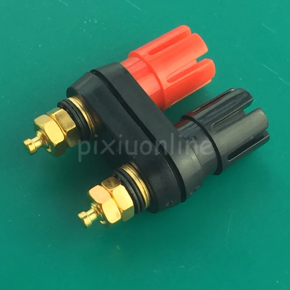 YT1 Red and Black 4mm Gold-plated Pure Copper Double Output Terminal Banana Socket for Power Amplifier Speaker