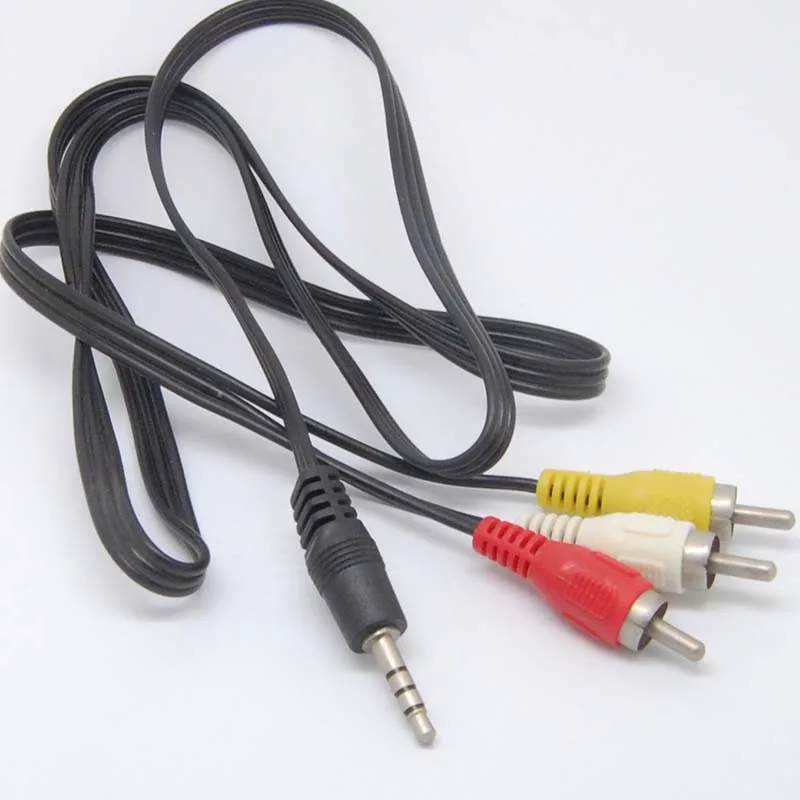 3.5mm to 3 RCA AV A/V TV Video Cable Cord For MP3 MP4 PMP Media Player new