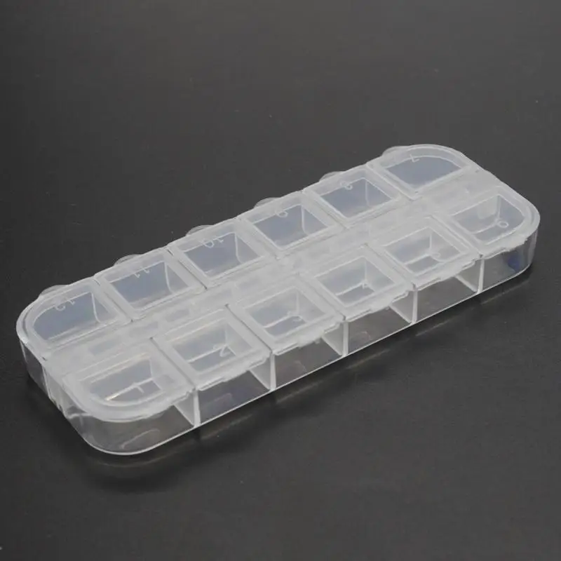 12 Grids Plastic Storage Case Small Thing Container Nail Art Products Box Rhinestone Earring Jewelry Compartment Storages Casing