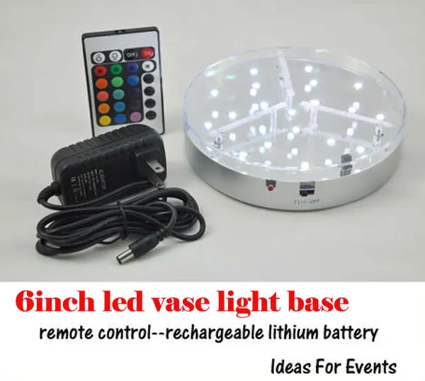 

24 RGB Rechargeable Battery Powered 6 inch LED Wedding Centerpieces Light Base for wedding party decoration with Remote control