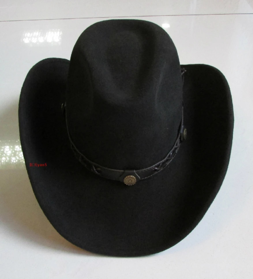 100% Wool Bowler Hat Male Fedoras Cowboy Cap Wide Brim Men's Fashion Watherproof Woolen Cap Adjustable Fedoras Hat  B-8126