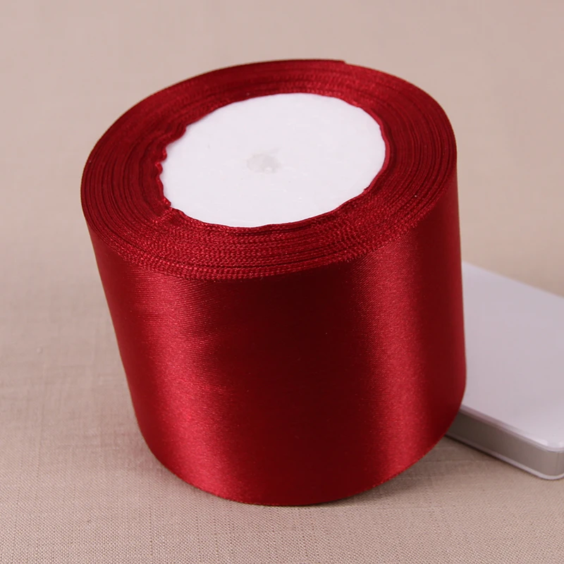 (25 yards/roll) Wine Red Single Face Satin Ribbon Wholesale Gift Wrapping Christmas New Year Apparel Sewing Fabric gift Ribbon