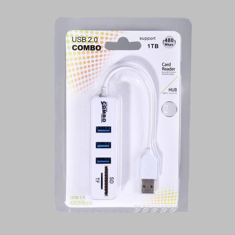 Newest Combo 3 USB2.0 Hubs MicroSD SD TF USB2.0 MicroUSB Universal Memory Card Reader Design for  PC Laptop Notbook Macbook