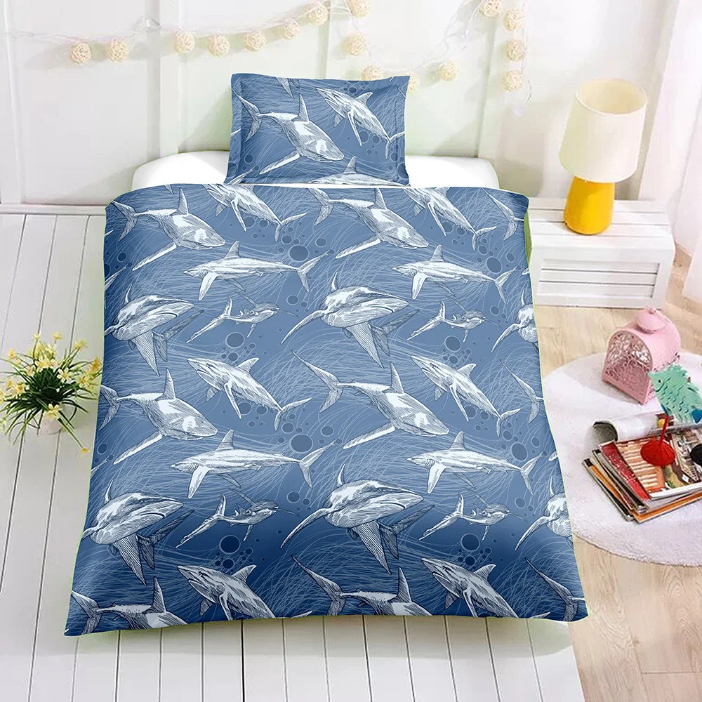 AHSNME Special Promotion! ! !Great Shark Bedding Set Fish Qutle Quilt Cover Home Textiles US and Australian and European sizes