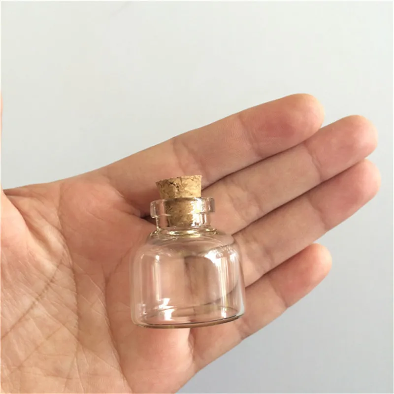 Mini Glass Bottles, Cork, Empty, Transparent Glass Jars, Vials, 30*30*10mm, 10ml, Wholesale,  24PCs per Lot