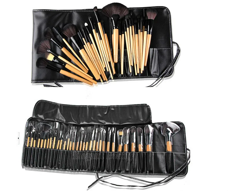 wholesale Excellent make up brushes Eyeshadow Powder Brush 24pcs Cosmetic makeup brush with Leather Case 5sets/lot free shipping