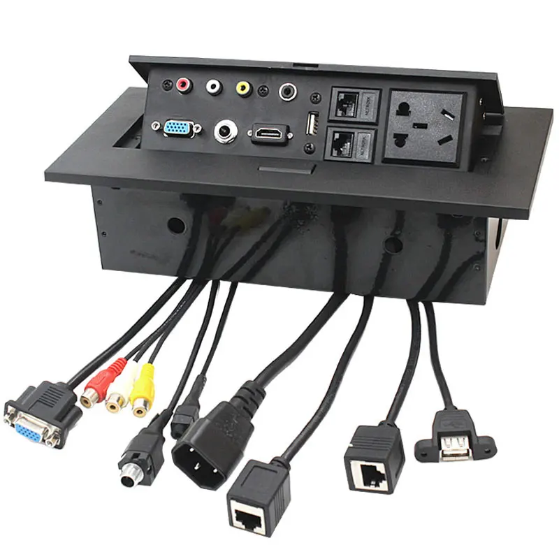 Nowy multimedialny zasilacz do komputera stacjonarnego K518 z AV VGA 3.5 Audio Free okablowanie Box Office ConferenceTable Socket Wholesale