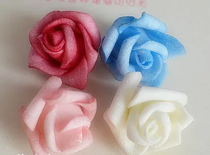 EMS Free Shipping!! Hot Sale! (700pcs/lot)  2cm Mini Artificial Foam Roses Head in White, Pink,Blue ,Hot Pink  DIY Craft Wedding