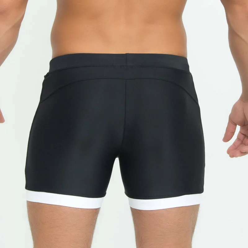 Taddlee Mens di Marca Costumi Da Bagno Costumi Da Bagno Swim Boxer Tronchi Lungo di Colore Solido Nero Tavola Da Surf Shorts Grande Formato XXL