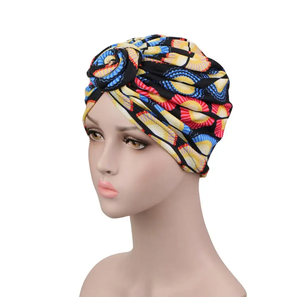 Muslim Women Turban African Pattern Knot Headwrap Fashion Warm Bandana Hats