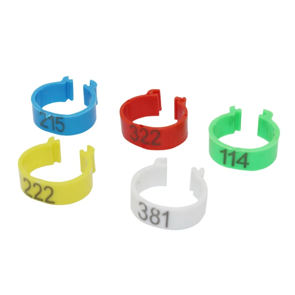 7 Colors 16mm Digital foot ring NO.001-500 Poultry Buckle type Clip rings Farm equipment Chicken Identification ring 100 Pcs