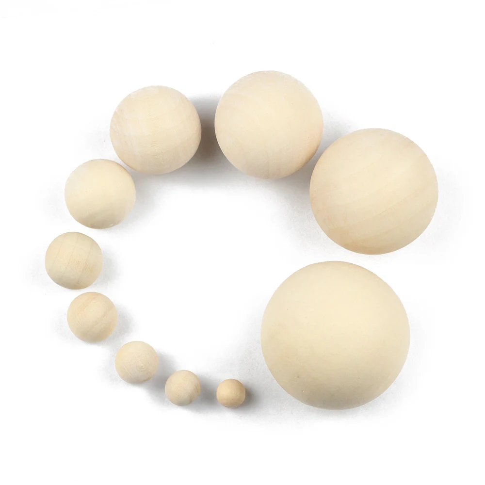 JHNBY DIY Natural Ball Round Spacer Wood Beads Eco-Friendly Lead-Free Natural Color Jewelry Wooden Beads Jewelry Making No Hole