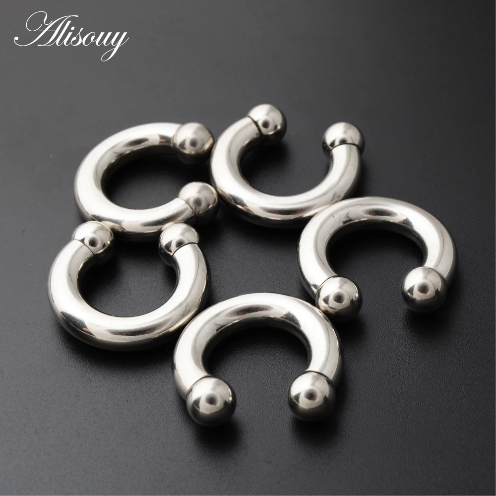 Alisouy 1Pc Fashion Horseshoe ball Fake Nipple Nose Ring Septum Stainless Steel Lip Labret Eyebrow Stud Body Piercing Jewelry