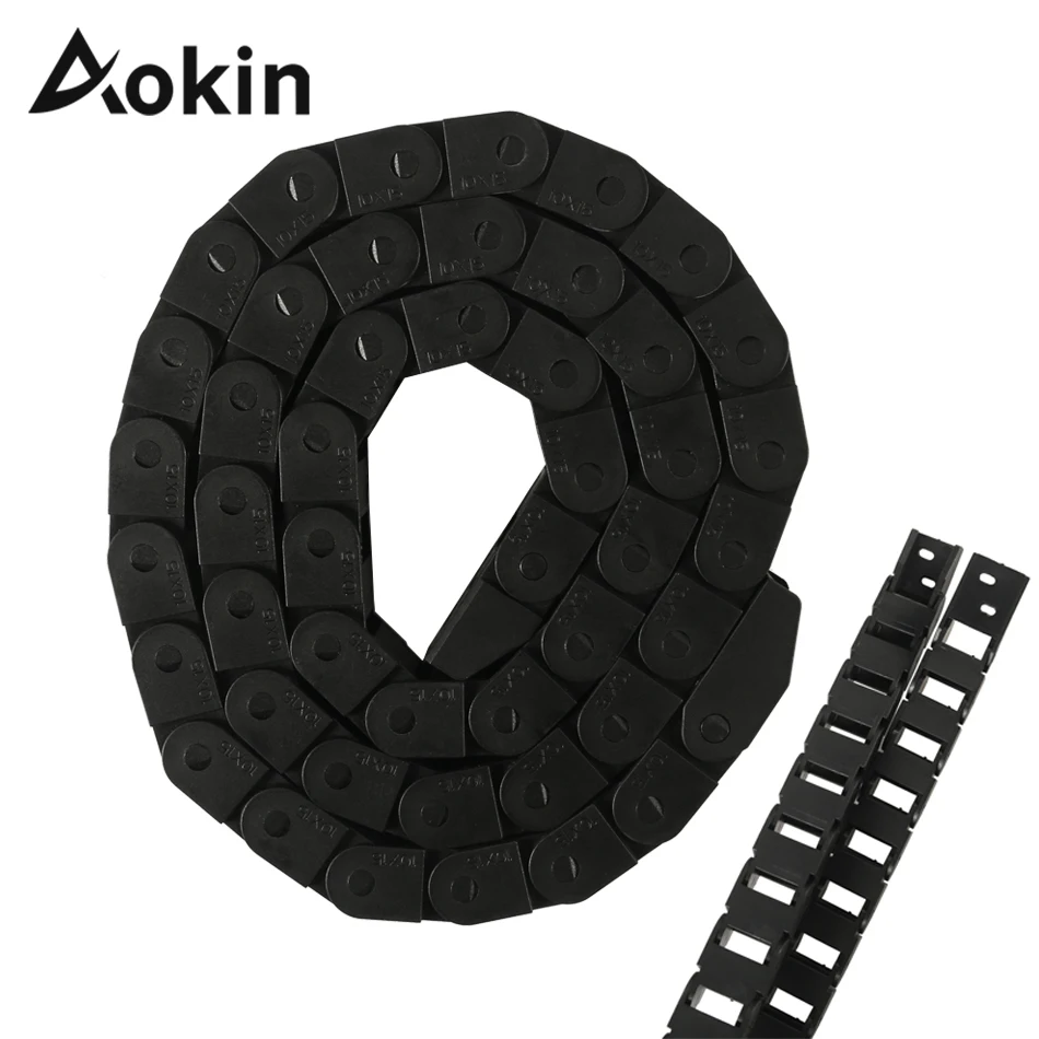 

Aokin 1M Drag Chain 10x10 Transmission Plastic Cable Drag Chain Wire Carrier with end Connectors for CNC Router Machine Tools