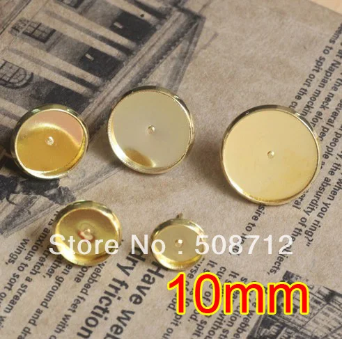 

Free shipping!!! EP086 500sets 10mm Stud Earring Blanks Base Tray Bezel Cameo Setting Post Bullet Stopper Back