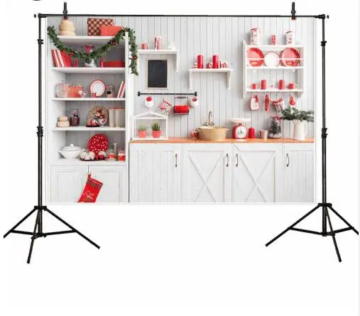 

Christmas kitchen background wood for photo studio child cook backdrop photobooth photocall photography photo shoot