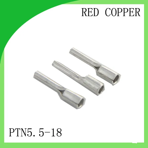 Hot sale Red copper 1000 PCS PTN5.5-18 Cold Pressed Terminal Connector 12AWG - 10AWG Pin Type terminal