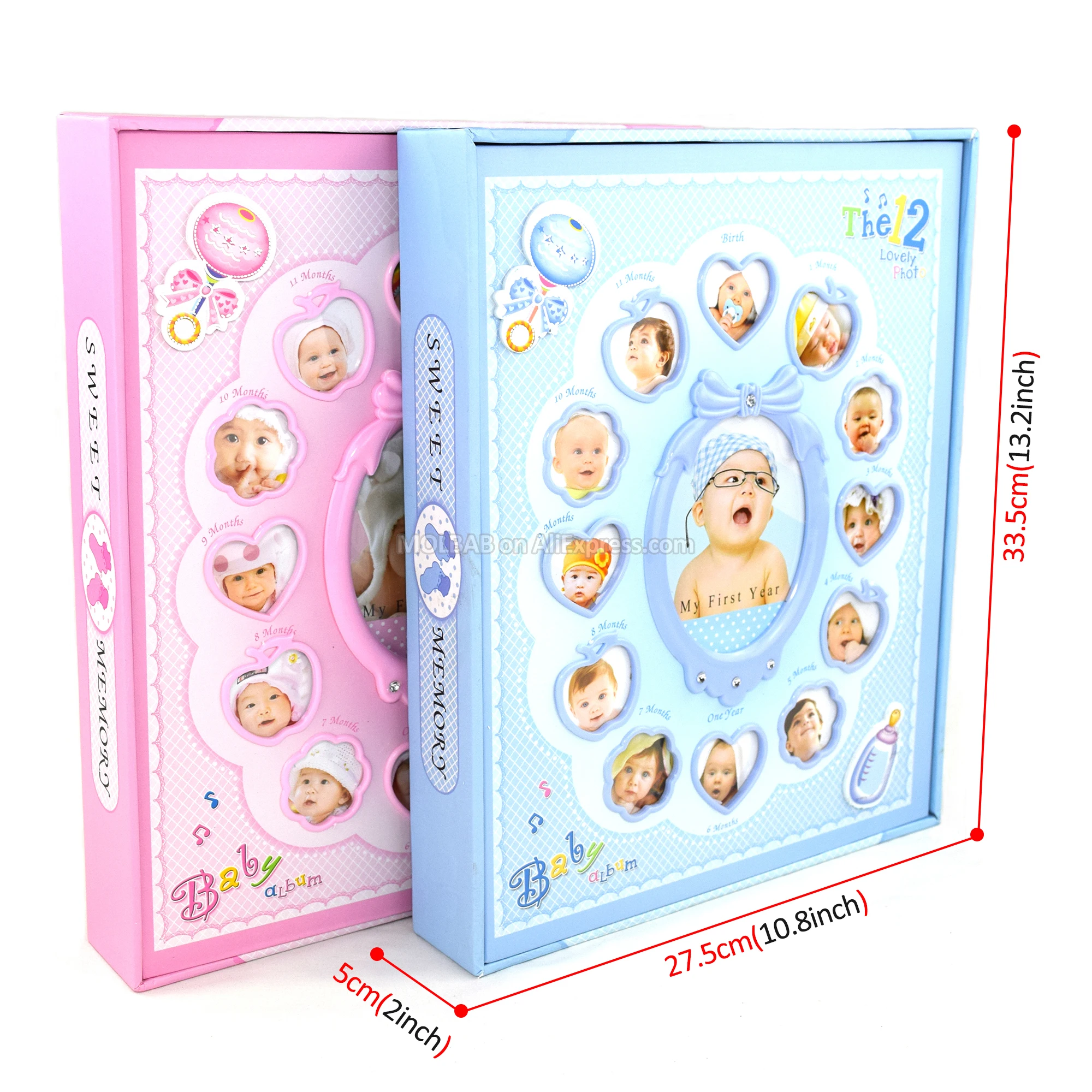 Children Photo Album Baby 12 Months Growth Cover Frame Decor Kids Birthday Souvenir Gifts 6/8 inch Pictures 220 Sheets Storage