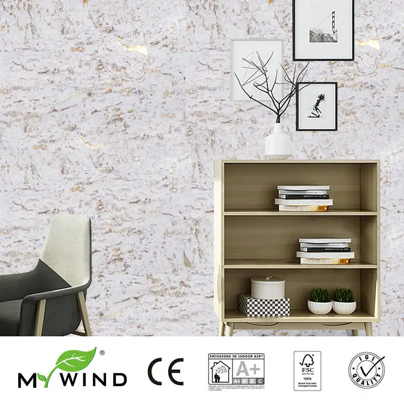 2019 New Style Light Gold Cork Wallpaper Design Natural Wood White Home Decor Wall Paper