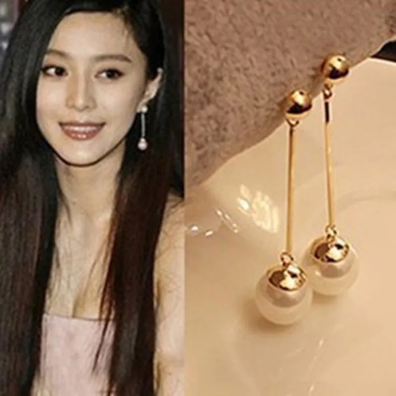 Korea Design Metal Gold Geometric Irregular Circle Square Natural Freshwater Pearl Earrings For Women Boucle D'oreille Frange