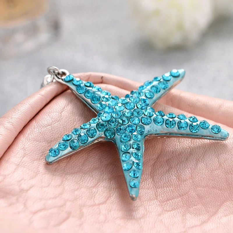 GYWYN2020 latest keychain car keychain ladies bag pendant ladies gift, fashion diam ond starfish pendant