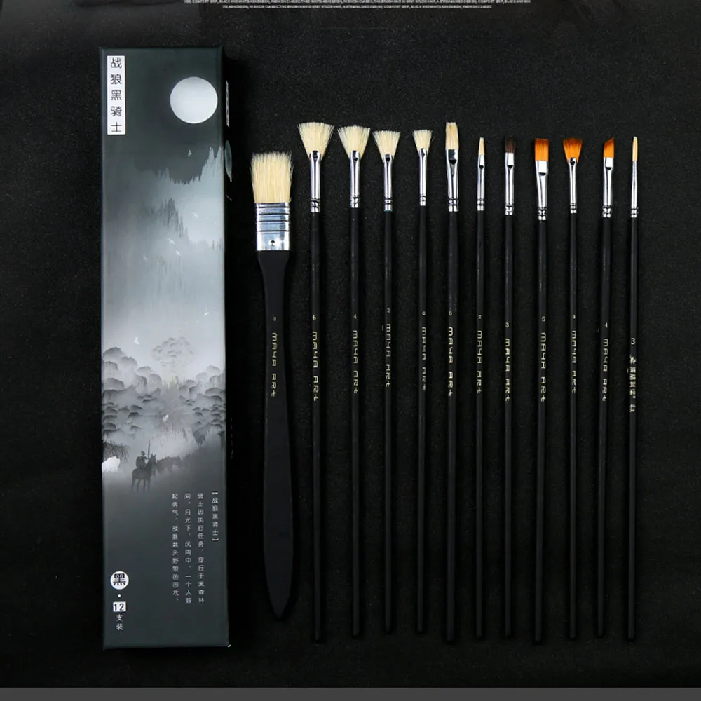 

12Pcs Colorful Artist Paint Brush Set Nylon Hair Watercolor Acrylic Oil Painting Brushes Drawing Art Supplie