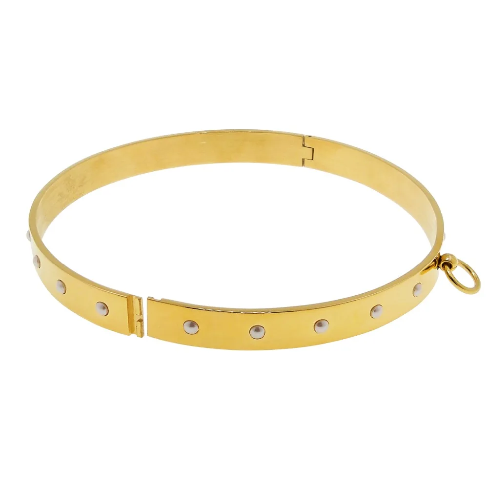 polished shining stainless steel choker collar necklace fetish wear torque women jewelry