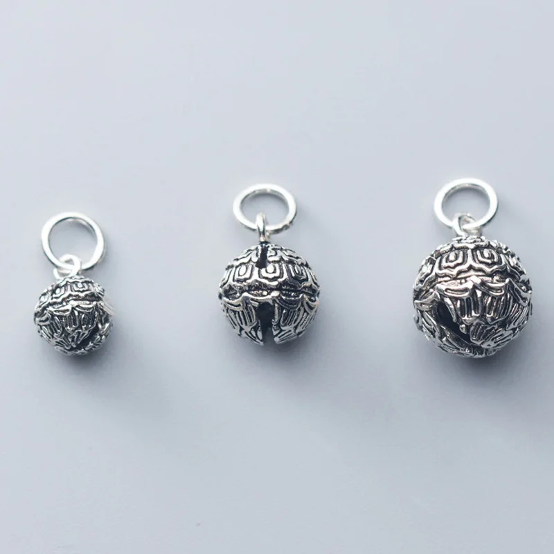 

1pc/Lot 925 Sterling Silver Vintage Ringing Bell Charms 8mm 10mm 12mm Ornament Round Bell Pendants DIY Jewelry Findings