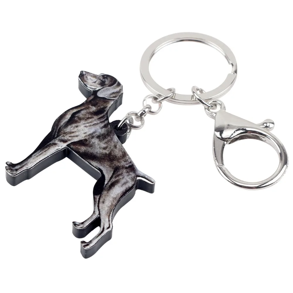 Bonsny Acrilico Tedesco Weimaraner Cane Portachiavi della Catena Chiave Anello Animale Sacchetto del Regalo Dei Monili Per Le Donne Ragazze Pet