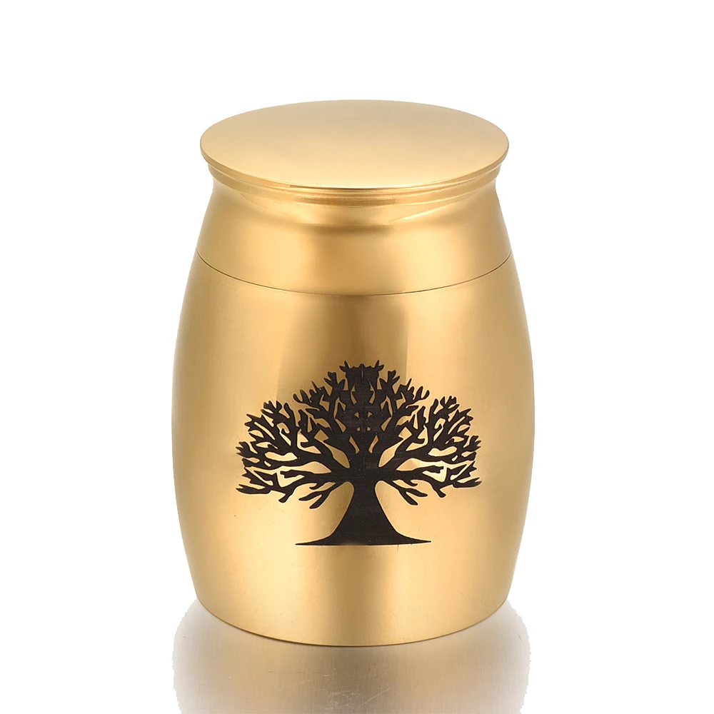 Stainless steel Tree of Life&Love Heart Cremation Urns Token Memorial Ashes Keepsake Stainless steel Funeral Casket