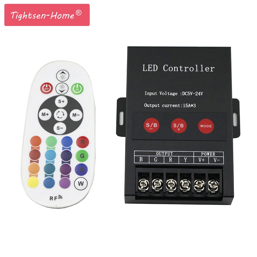 45A LED RF RGB controller DC5V-24V 15A*3CH for 5050 3528 RGB LED Strip Power Repeater Console Controller Exposed Light Module