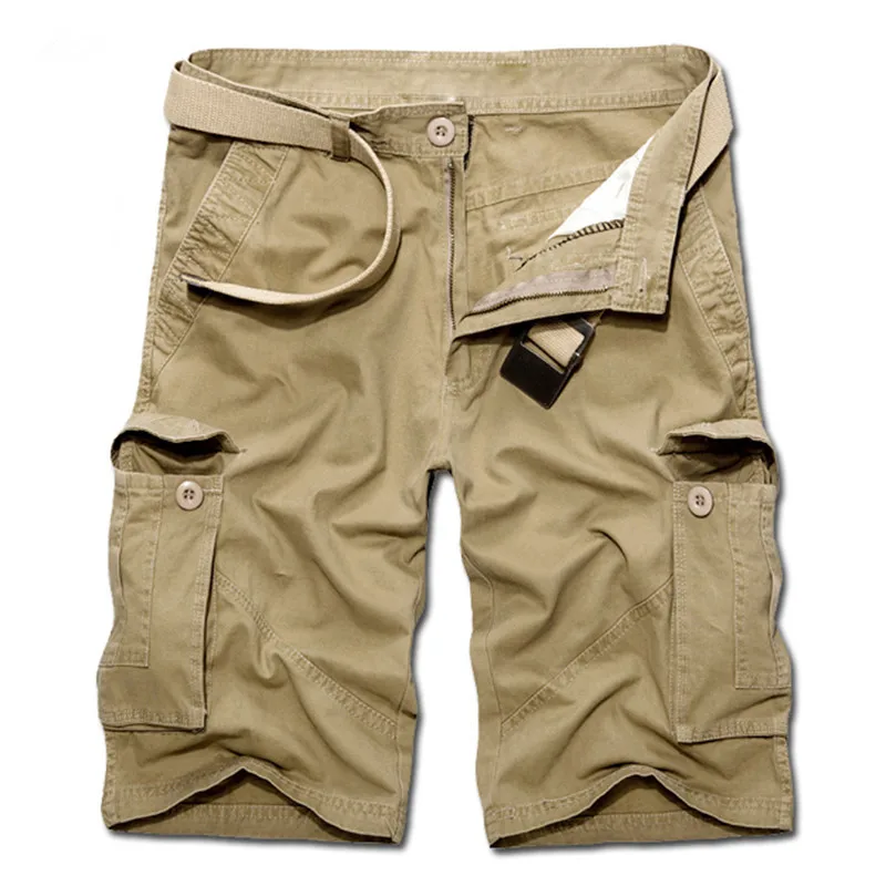 Neue Ankunft Sommer Baumwolle Männer Casual Shorts Tasche Knie Camouflage Armee-grün Schwarz Grau Reißverschluss Männlichen Jogger hosen