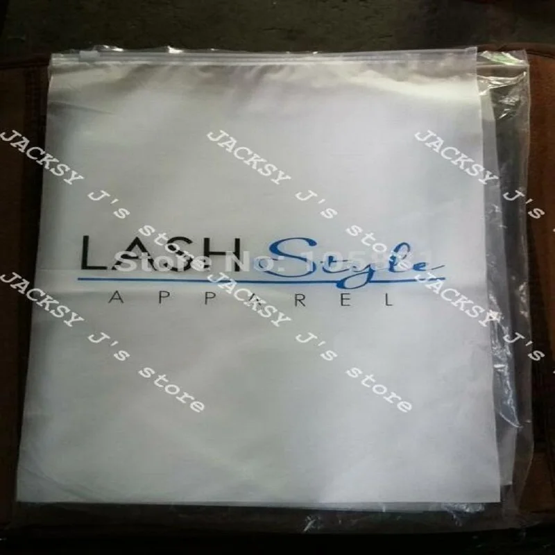 100x Custom LOGO Printed White Block Slider Seal Zip Lock Plastic Bags Clear Front Frosted Back Storage Bag 30x40cm