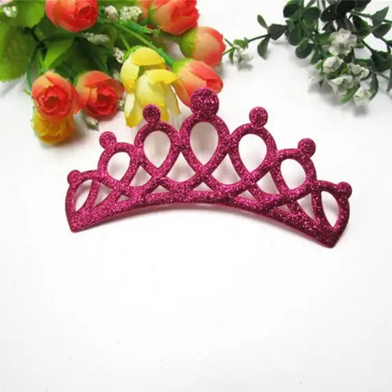 4.9x13cm 10pcs Handmade Kawaii Padded Glitter Crown Appliques For Headdress Accessories And  Jewerly Decoration