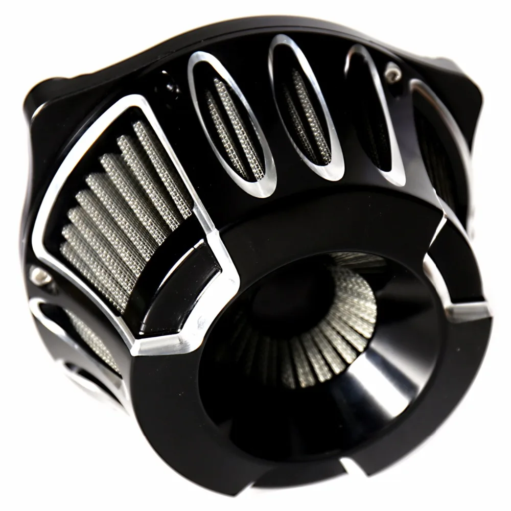 Shallow Cut Billet Black Stage 1 Air Cleaner For Harley Dyna Softail Twin Cam 1999-2015 Models