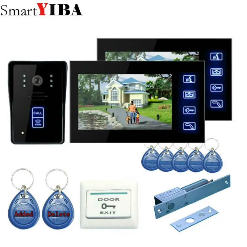 

SmartYIBA Video Intercom Doorbell 7''TFT LCD Wired Video Door Phone System for home Indoor Monitor Support Unlock