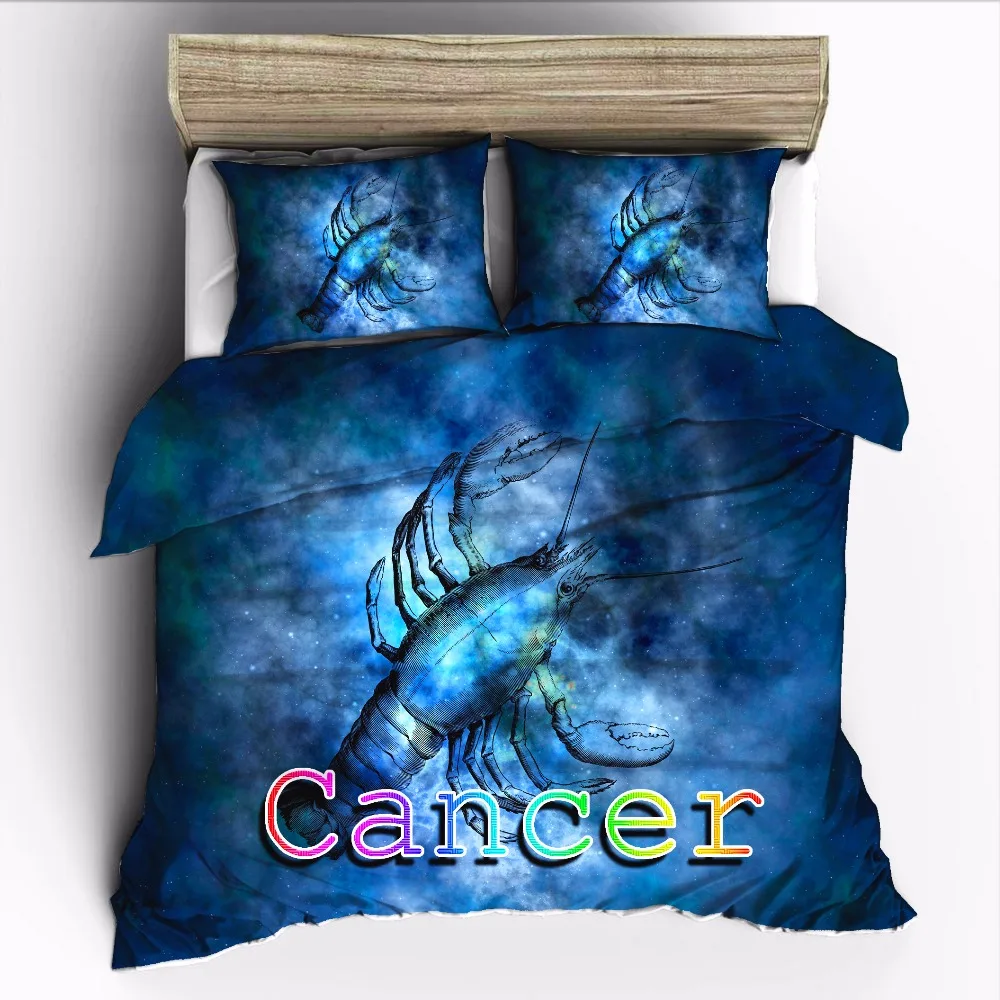 AHSNME 12 Constellation Cancer Bedding Set High-definition Print Quilt Cover for RU AU EU King Queen Double Size jogo de cama