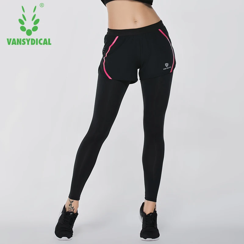 Women Sports Pants Two in One Leggings Fitness Running Gym Yoga Trainning Tights Vansydical Sportswear