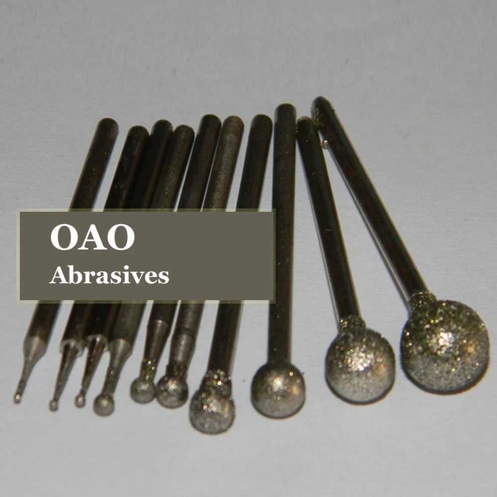 20 pcs /pack, spherical, ball, needle carving, jade carving grinding, grinding tools, shank diameter: 2.35mm, diamond tool