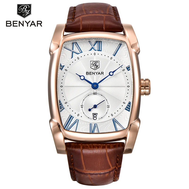 

Relogio Masculino BENYAR Mens Watches Top Brand Luxury Waterproof Business Calendar Leather Quartz Wrist Watch Clock Man Reloj