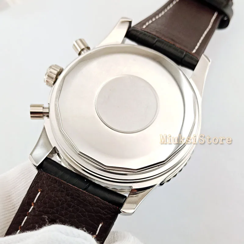 46.5mm NEW Brand Men watch black dial silver case Japan Quartz Movement