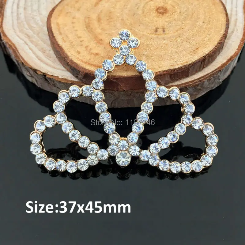 

Mini Order 10 Pieces Large 37x45mm Imperial Crown Flower Rhinestone Flat Back Buttons Embellishment DIY For Hair Accessories