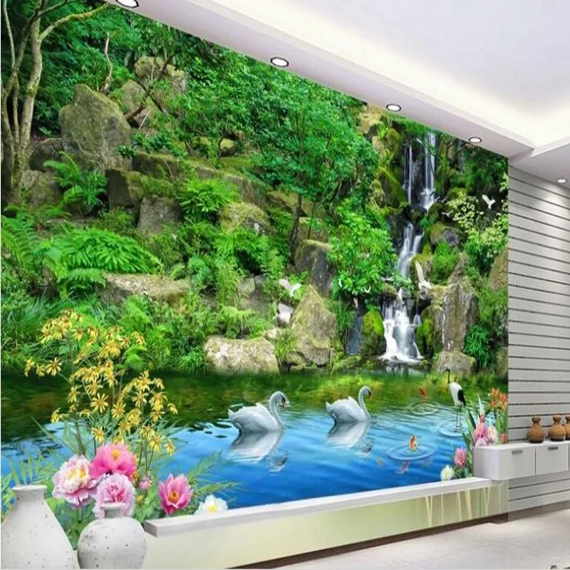 

wellyu Custom large - scale murals Qingshanlvshui 3D TV background wall non - woven wallpaper papel de parede para quarto