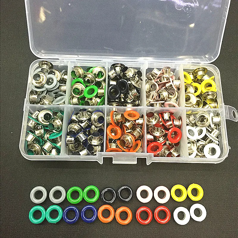 300pcs/box 5mm Scrapbook Eyelet Random Mixed 10 Color Metal eyelets For Scrapbooking DIY embelishment garment clothes eyelets