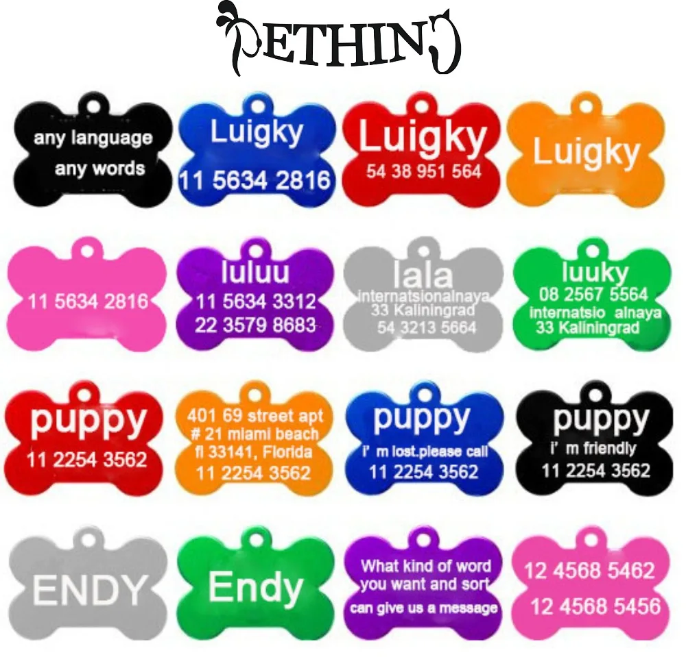 

2pcs/Lot Free Personalized Engraving Text Pet Id Tags Dog Cat Tag Dog Identification Customized Name Address Telephone Any Text